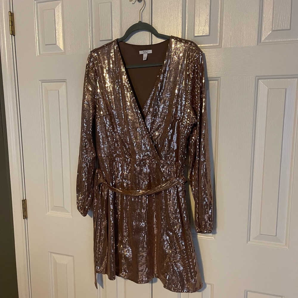 Sequin mini dress with long sleeves